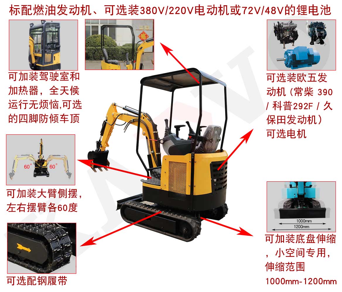 KV17B小型挖掘機可選配置 KV17B小型挖掘機可選配置